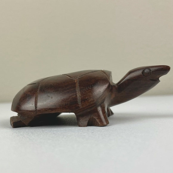 VTG Ironwood Hand Carved Turtle Tortoise Small Figurine Made in Mexico MCM Bohem